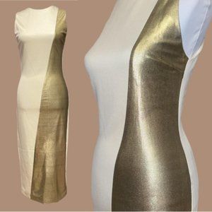 Fausto Puglisi Gorgeous Ivory & Lamé Dress – Made in Italy